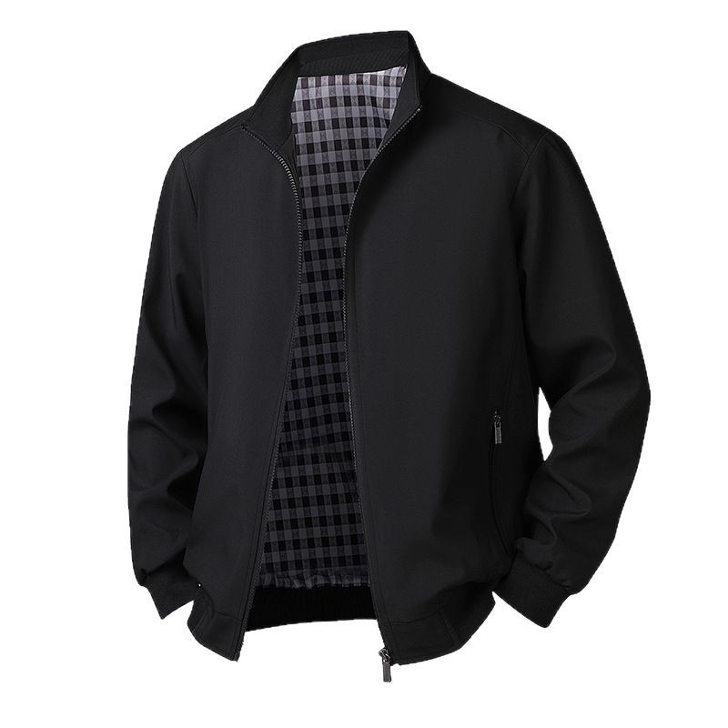 Meeste piiriülene kevad- ja sügiskraega pluss-suuruses jakk, ühevärviline, vabaaja, keskealistele ja eakatele meestele mõeldud ärijakk