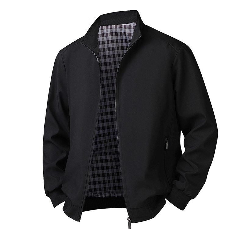 Meeste piiriülene kevad- ja sügiskraega pluss-suuruses jakk, ühevärviline, vabaaja, keskealistele ja eakatele meestele mõeldud ärijakk