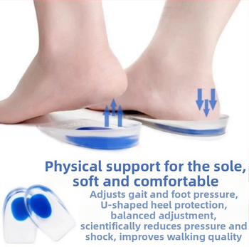 Silikoniniai kulno įklotai, skirti kulno skausmui, pusės dydžio įklotai vyrams ir moterims, skirti kaulų ataugai, kulno skausmui, Achilo sausgyslės uždegimui, ilgi pusės dydžio vidpadžiai.