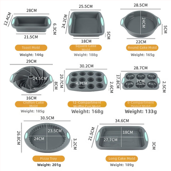 Küpsetusvorm silikoonist kahevärviline koogivorm silikoonist šifoonist küpsetusplaat Mafeni tassi röstsaia vorm sõõrikuvorm