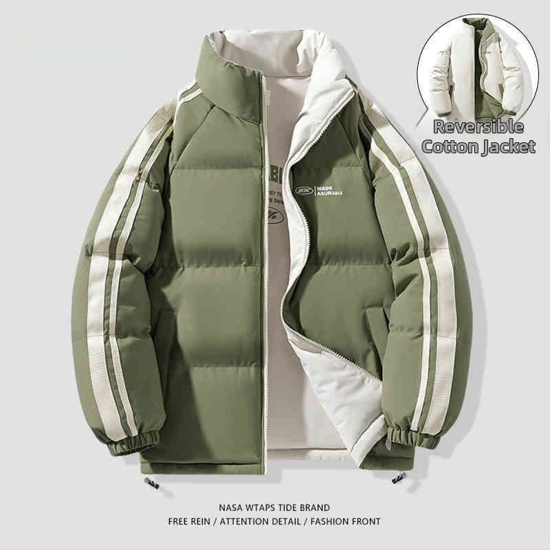 NASA dvostrani pamučni kaput za muškarce, jesen i zima 2024., trendi parni debeljni kaput, široki debeljni kaput za kruh, pamučno podstavljeni kaput