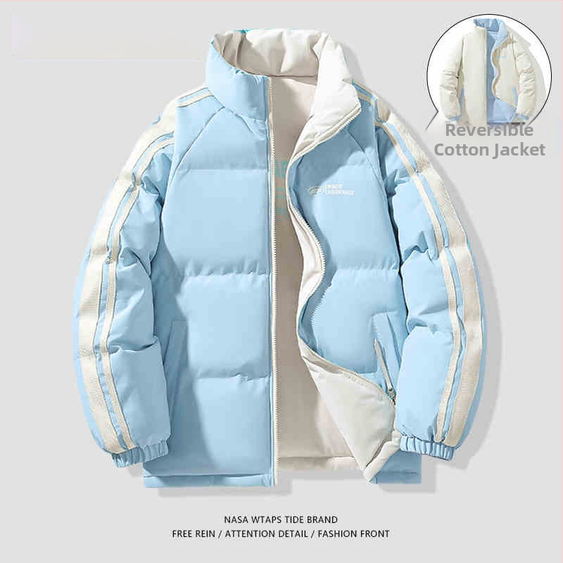 NASA dvostrani pamučni kaput za muškarce, jesen i zima 2024., trendi parni debeljni kaput, široki debeljni kaput za kruh, pamučno podstavljeni kaput