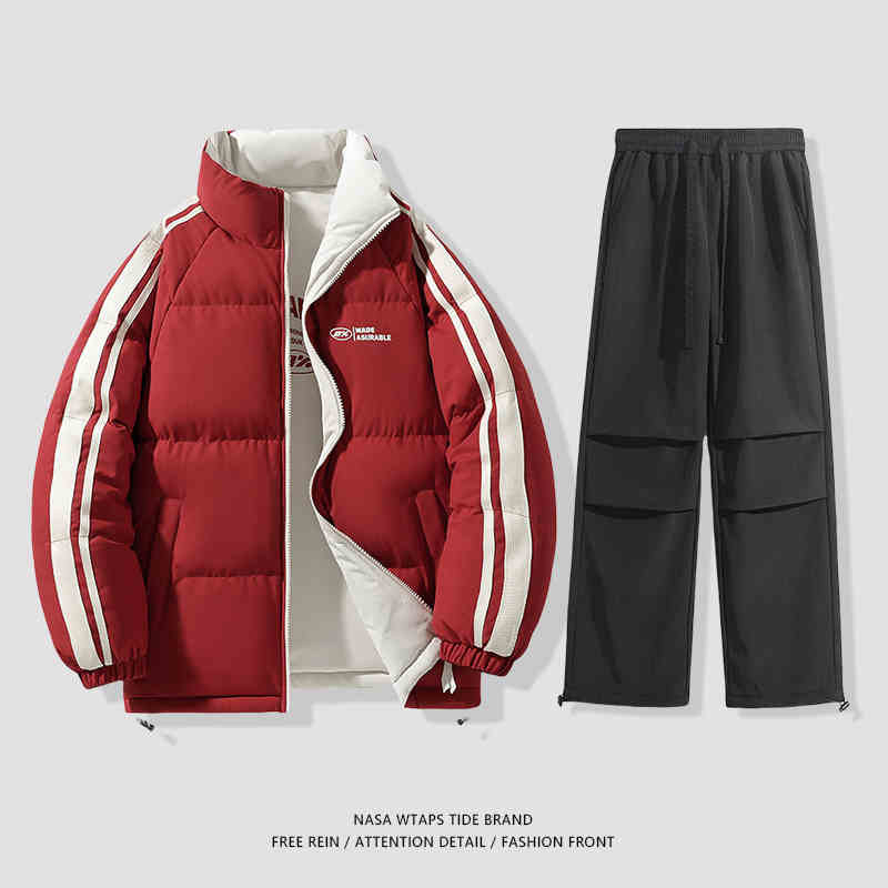 NASA dvostrani pamučni kaput za muškarce, jesen i zima 2024., trendi parni debeljni kaput, široki debeljni kaput za kruh, pamučno podstavljeni kaput