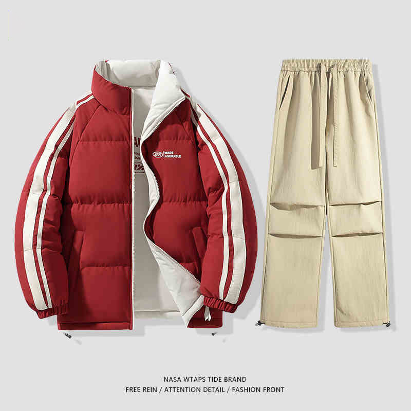 NASA dvostrani pamučni kaput za muškarce, jesen i zima 2024., trendi parni debeljni kaput, široki debeljni kaput za kruh, pamučno podstavljeni kaput