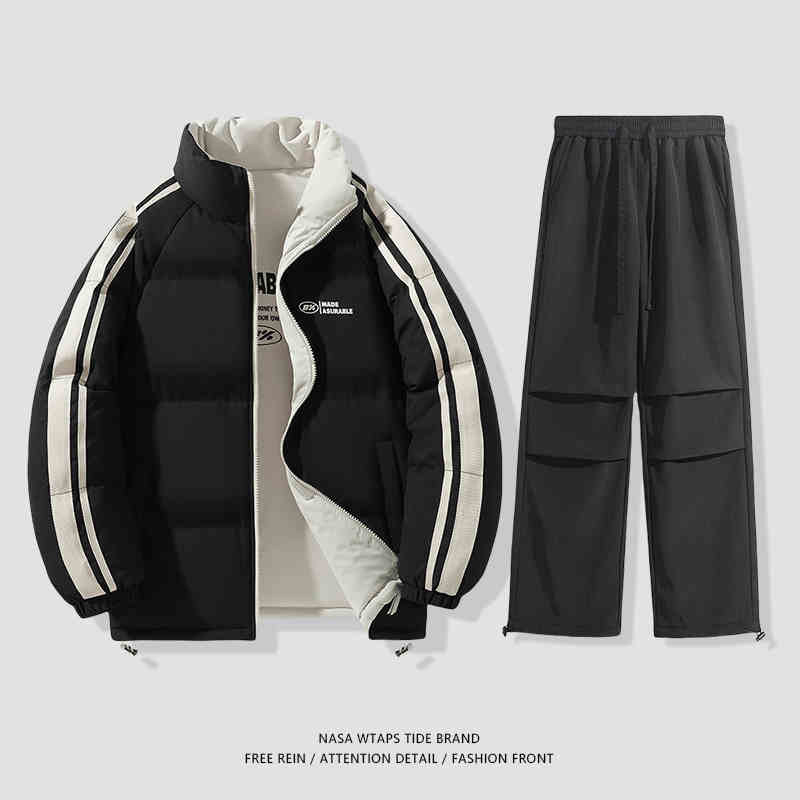 NASA dvostrani pamučni kaput za muškarce, jesen i zima 2024., trendi parni debeljni kaput, široki debeljni kaput za kruh, pamučno podstavljeni kaput