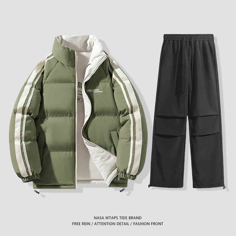 NASA dvostrani pamučni kaput za muškarce, jesen i zima 2024., trendi parni debeljni kaput, široki debeljni kaput za kruh, pamučno podstavljeni kaput