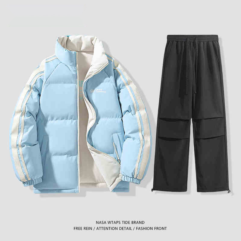 NASA dvostrani pamučni kaput za muškarce, jesen i zima 2024., trendi parni debeljni kaput, široki debeljni kaput za kruh, pamučno podstavljeni kaput