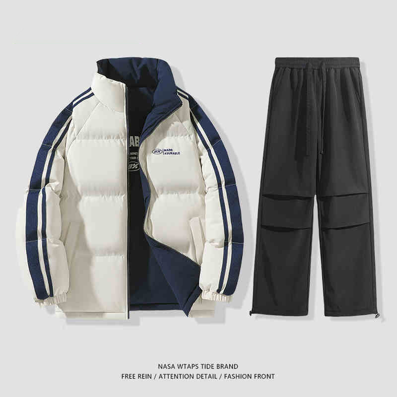 NASA dvostrani pamučni kaput za muškarce, jesen i zima 2024., trendi parni debeljni kaput, široki debeljni kaput za kruh, pamučno podstavljeni kaput