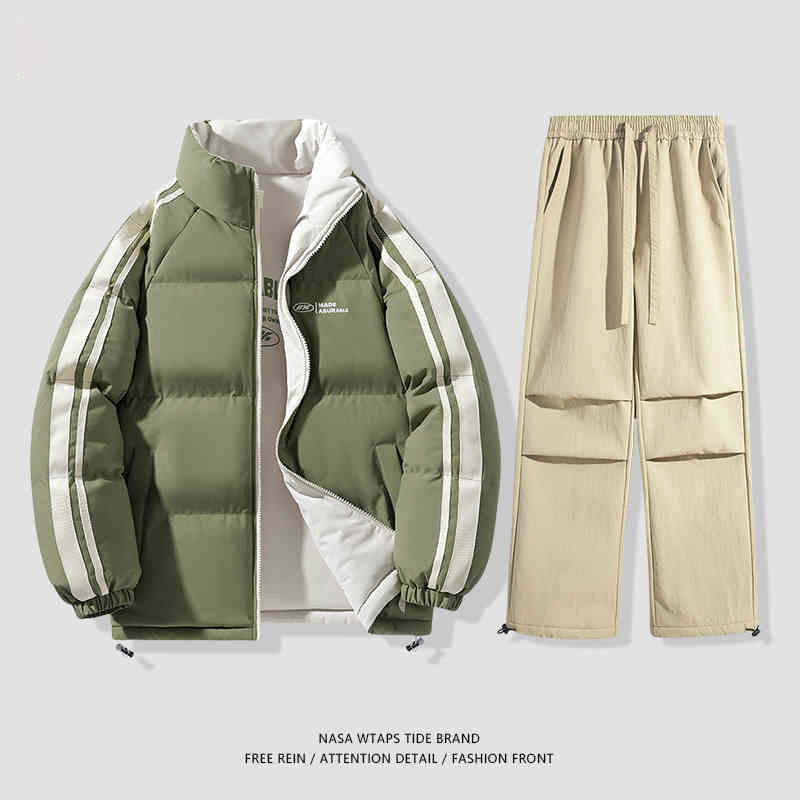 NASA dvostrani pamučni kaput za muškarce, jesen i zima 2024., trendi parni debeljni kaput, široki debeljni kaput za kruh, pamučno podstavljeni kaput