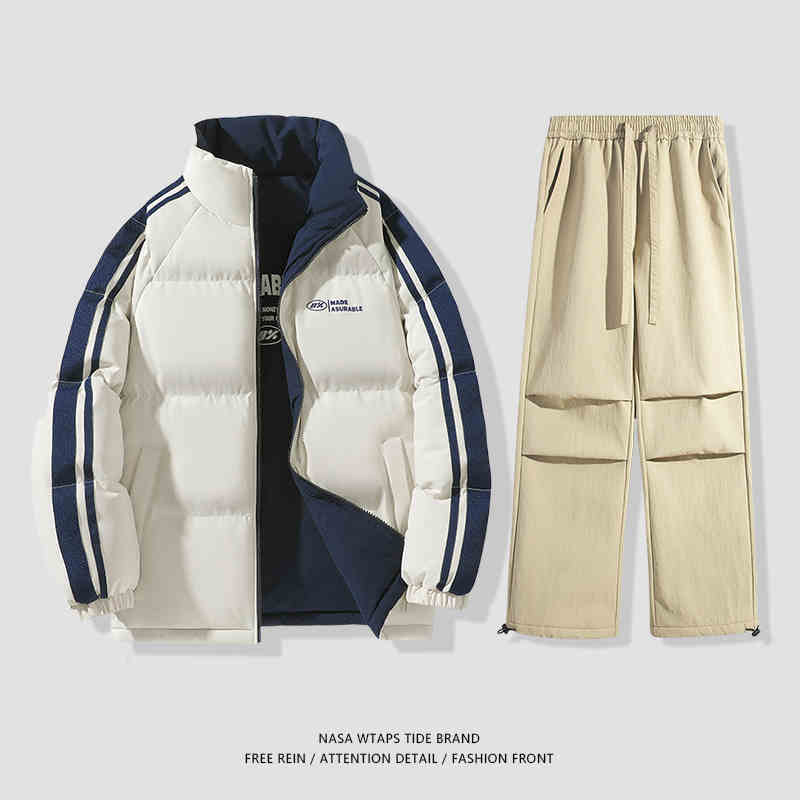 NASA dvostrani pamučni kaput za muškarce, jesen i zima 2024., trendi parni debeljni kaput, široki debeljni kaput za kruh, pamučno podstavljeni kaput