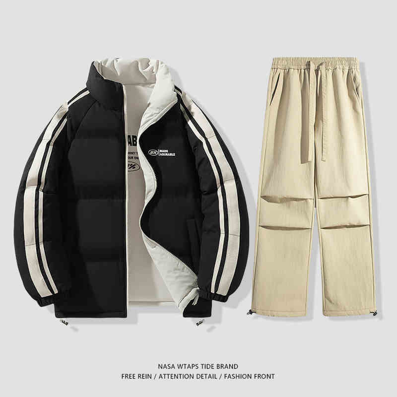 NASA dvostrani pamučni kaput za muškarce, jesen i zima 2024., trendi parni debeljni kaput, široki debeljni kaput za kruh, pamučno podstavljeni kaput