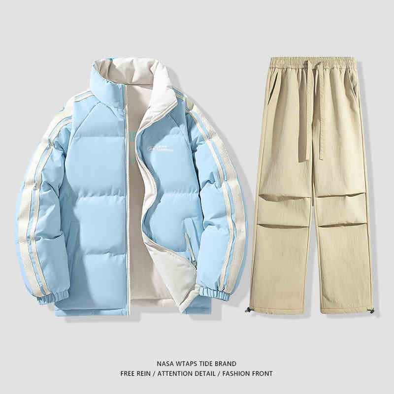 NASA dvostrani pamučni kaput za muškarce, jesen i zima 2024., trendi parni debeljni kaput, široki debeljni kaput za kruh, pamučno podstavljeni kaput