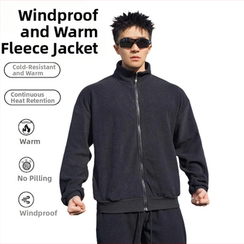 Jesenný a zimný nový pánsky oblek s flísovou podšívkou, zahustená mikina s flísom, voľný zips, moderný fitness top