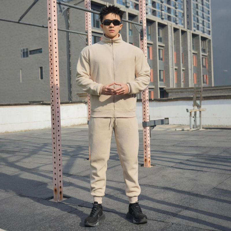 Őszi és téli új férfi öltöny, polár béléssel, vastagított pulóver, polár kabát, laza cipzár, divatos fitneszfelső