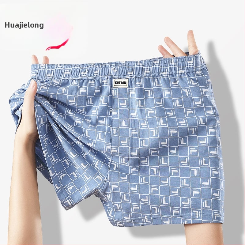 Hua Jielong lenjerie intimă pentru bărbați, boxeri în carouri pentru bărbați, boxeri din bumbac, pantaloni subțiri și respirabili, Arrow, o generație de păr