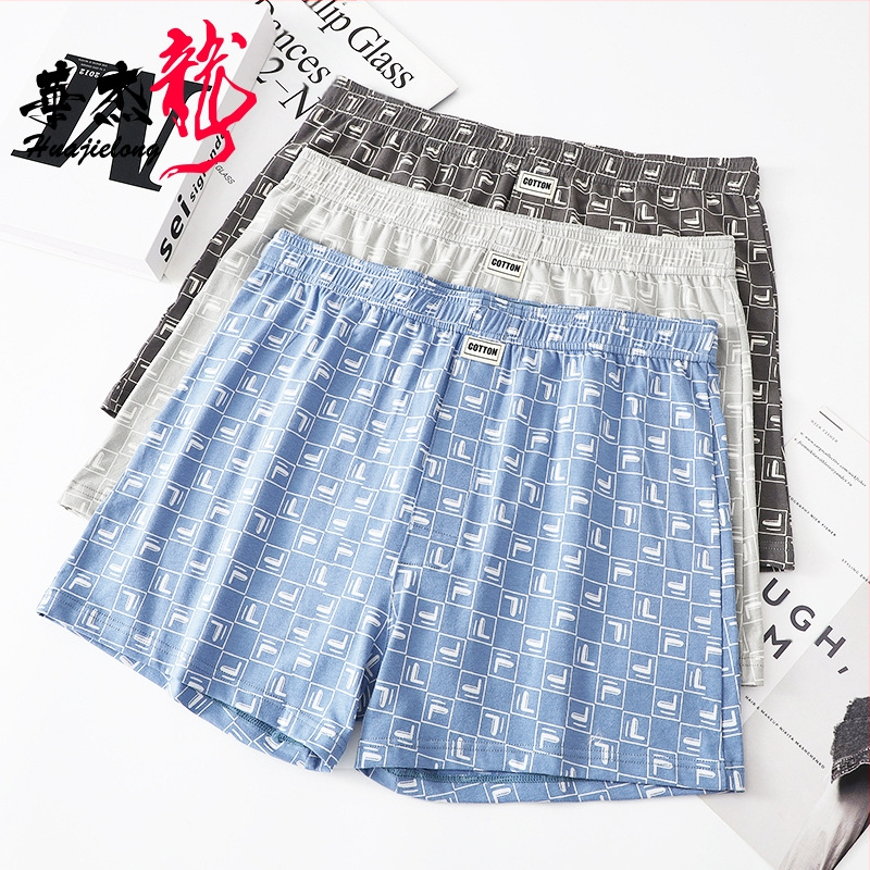 Мъжко бельо Hua Jielong, мъжки карирани боксерки, памучни боксерки, свободни, тънки, дишащи, със стрела, поколение коса