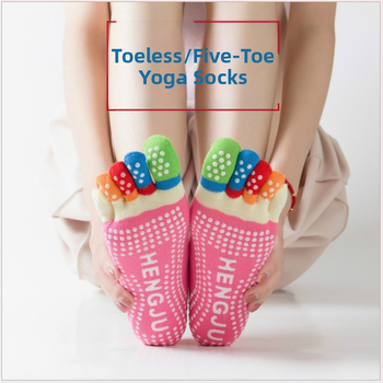 Spalvingos jogos kojinės su taškeliais ir kryžiumi, neslystančios penkių pirštų kojinės, šokių kojinės, atvira nosimi ir ilgomis pirštų jogos kojinės, tiesioginis pristatymas