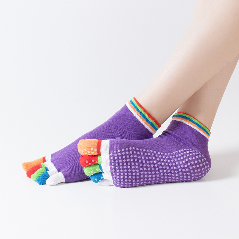 Spalvingos jogos kojinės su taškeliais ir kryžiumi, neslystančios penkių pirštų kojinės, šokių kojinės, atvira nosimi ir ilgomis pirštų jogos kojinės, tiesioginis pristatymas