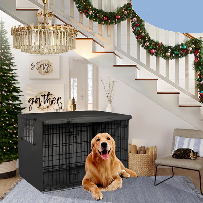 Kryt klietky pre psov od Amazonu, pevný kryt oxfordskej tkaniny na vonkajšie použitie, kryt železnej klietky, odolný voči vetru, dažďu, snehu a prachu