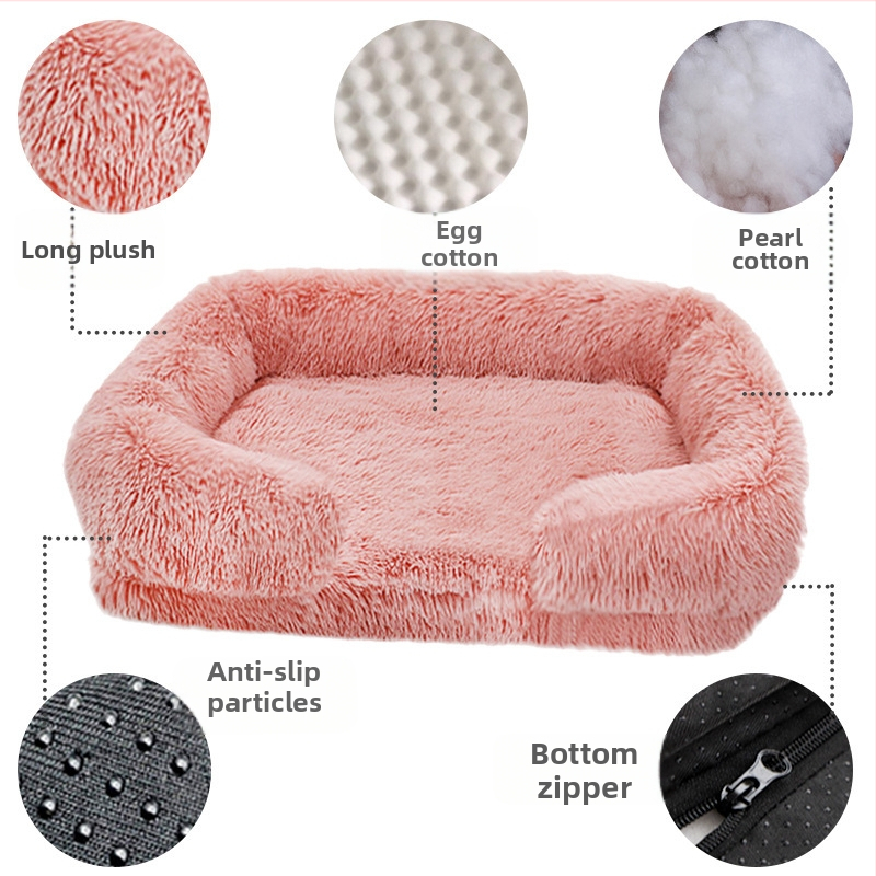 Трансгранично подвижно и перещо се квадратно гнездо за домашни любимци, гнездо за кучета, легло за плюшени котки, гнездо за котки, къщичка за кучета, постелка за домашни любимци, еднокомпонентна доставка