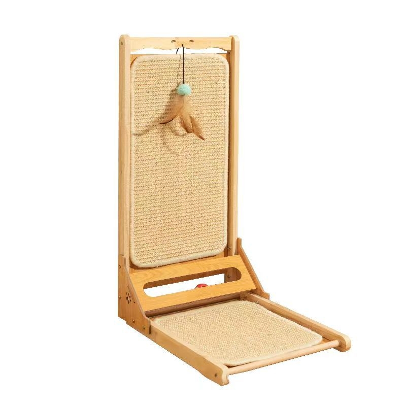 Täispuidust sisal kassi kraapimislaud L-kujuline vertikaalne kulumiskindel mittekiirenev ülisuur kassi kraapimispadi kassi küünislaua lihvimisküünisega kassimänguasi