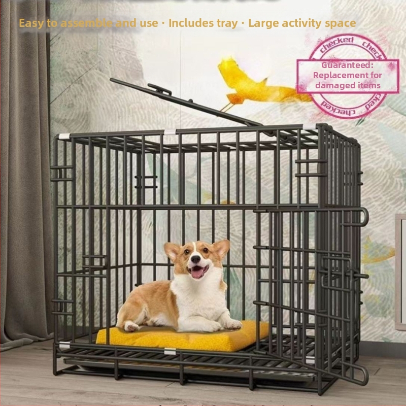 Сгъваема клетка за кучета, малко куче, средно голямо куче, плюшено куче, бишон корги, специална домашна желязна клетка с тоалетна