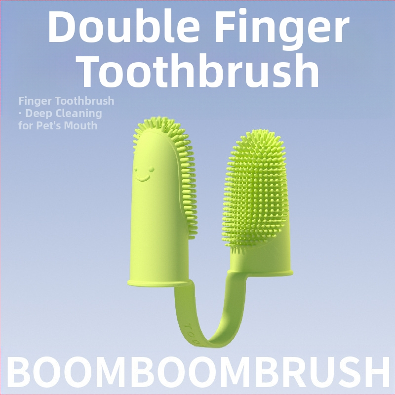 Οδοντόβουρτσα διπλού δακτύλου για κατοικίδια, σκύλος, γάτα, είδη κατοικίδιων, καθαρισμός δοντιών, σετ δακτύλων, εργαλείο στοματικού καθαρισμού