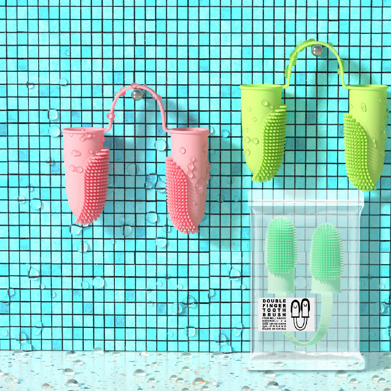 Οδοντόβουρτσα διπλού δακτύλου για κατοικίδια, σκύλος, γάτα, είδη κατοικίδιων, καθαρισμός δοντιών, σετ δακτύλων, εργαλείο στοματικού καθαρισμού