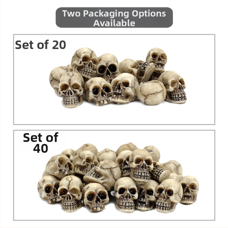 Amazonės nykštuko miniatiūrinės kaukolės rinkinys, 20 Helovino dekoracijų, Helovino atmosferos papuošalų, gėlių vazonų grindinio akmenų