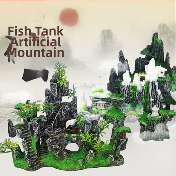 Karsto kalnu akmeņu zivju tvertnes ainavu dekoratīvās klinšu imitācijas sveķu akvārija dekorēšanas rotājumi rūpnīcas tieša piegāde