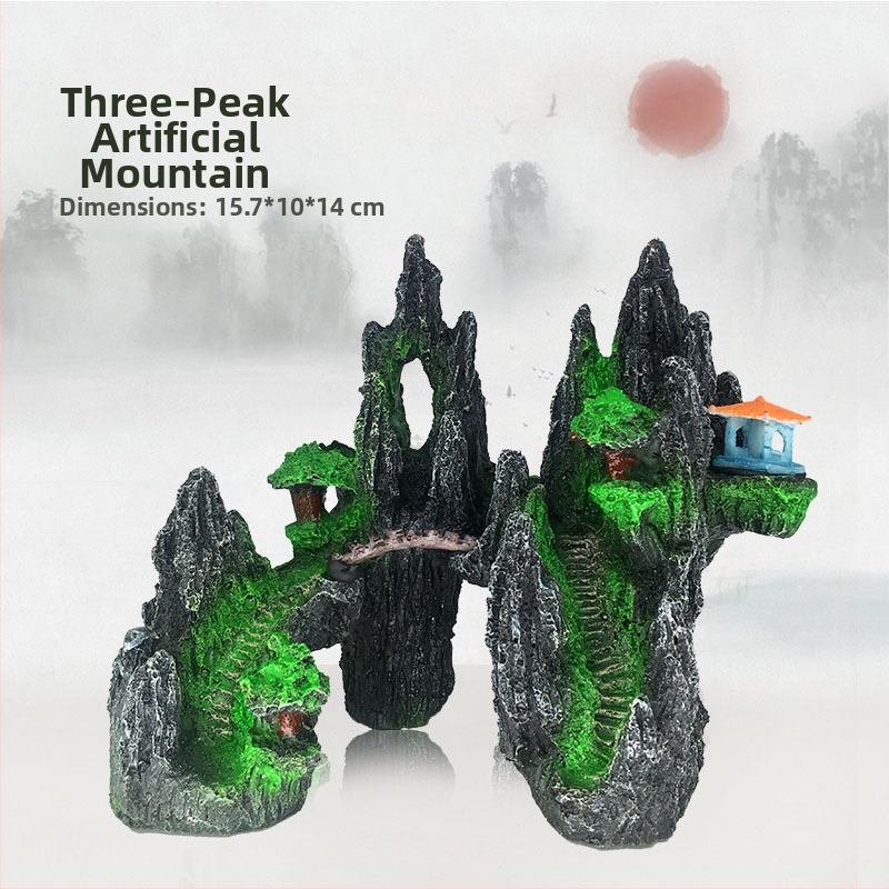 Karsto kalnu akmeņu zivju tvertnes ainavu dekoratīvās klinšu imitācijas sveķu akvārija dekorēšanas rotājumi rūpnīcas tieša piegāde