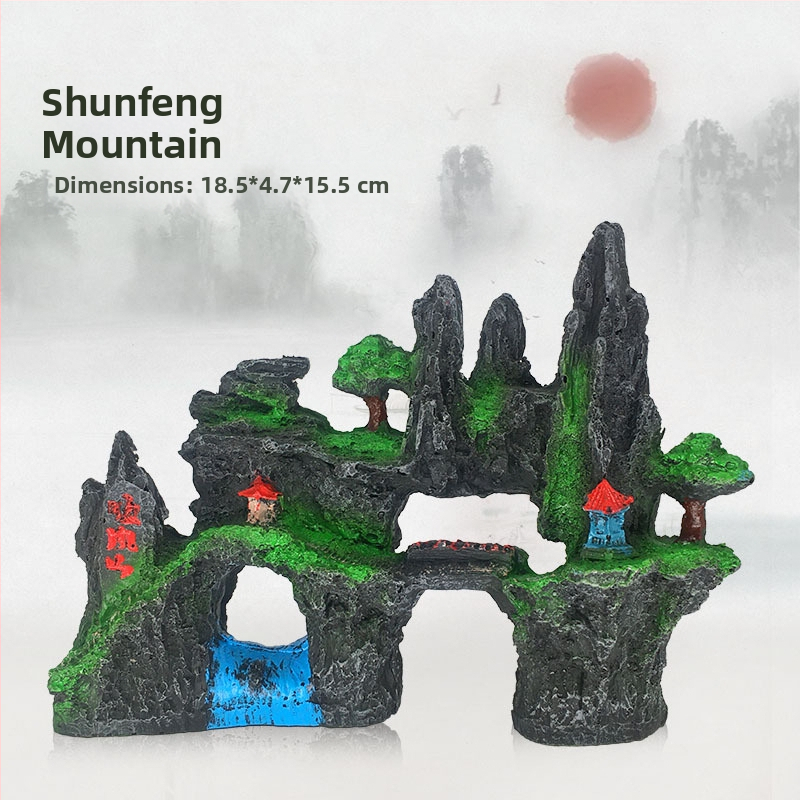 Karsto kalnu akmeņu zivju tvertnes ainavu dekoratīvās klinšu imitācijas sveķu akvārija dekorēšanas rotājumi rūpnīcas tieša piegāde