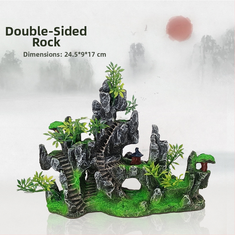 Karsto kalnu akmeņu zivju tvertnes ainavu dekoratīvās klinšu imitācijas sveķu akvārija dekorēšanas rotājumi rūpnīcas tieša piegāde