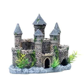 Radoša zivju akvārija dekorēšana pils mājas pārrobežu butiķa ainava akmens akvārija ainava sveķu rotājumi