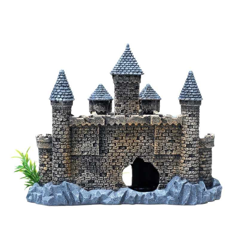 Radoša zivju akvārija dekorēšana pils mājas pārrobežu butiķa ainava akmens akvārija ainava sveķu rotājumi