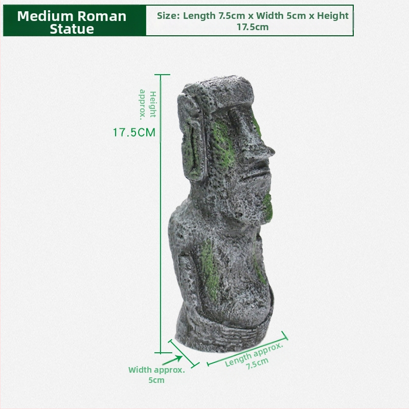 Cilvēka sejas akmens statuja Lieldienu salas sveķu akmens statuja zivju tvertnes ainavu rāpojošās kastes dekorācija ainavu akvārija statujas dekorācija