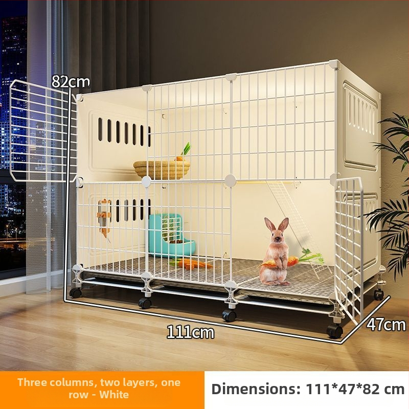 Küülikupuur majapidamiseks, eriti suur, kahekihiline, siseruumides kasutatav spetsiaalne automaatne sõnnikupuhastuspuur, kahekihiline platvorm, väike villa