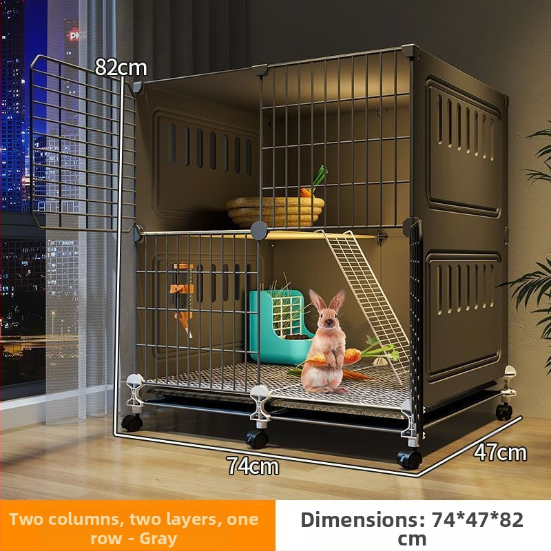 Küülikupuur majapidamiseks, eriti suur, kahekihiline, siseruumides kasutatav spetsiaalne automaatne sõnnikupuhastuspuur, kahekihiline platvorm, väike villa