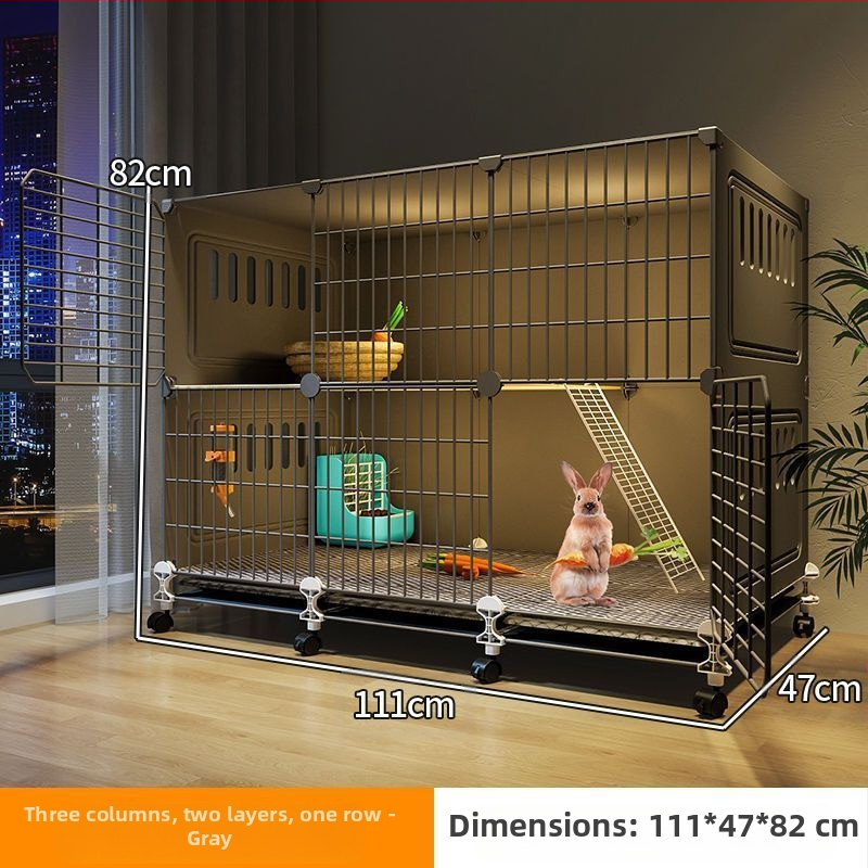 Küülikupuur majapidamiseks, eriti suur, kahekihiline, siseruumides kasutatav spetsiaalne automaatne sõnnikupuhastuspuur, kahekihiline platvorm, väike villa