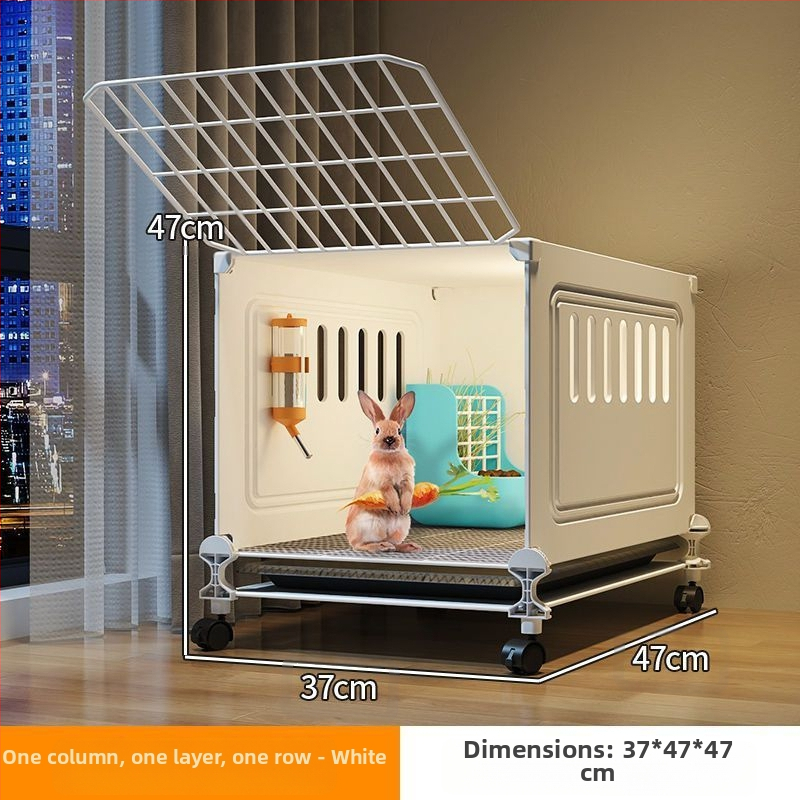 Küülikupuur majapidamiseks, eriti suur, kahekihiline, siseruumides kasutatav spetsiaalne automaatne sõnnikupuhastuspuur, kahekihiline platvorm, väike villa