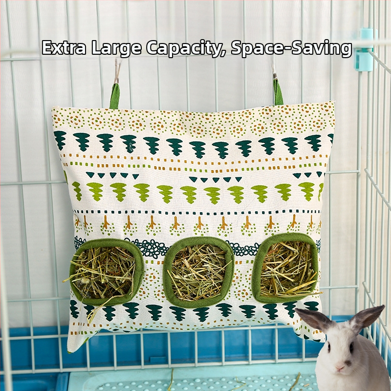 Трансгранична торба за хранене с трева за зайци, стойка за трева на едро, заек, морско свинче, висяща торба за хранене със сено, торба за трева за зайци