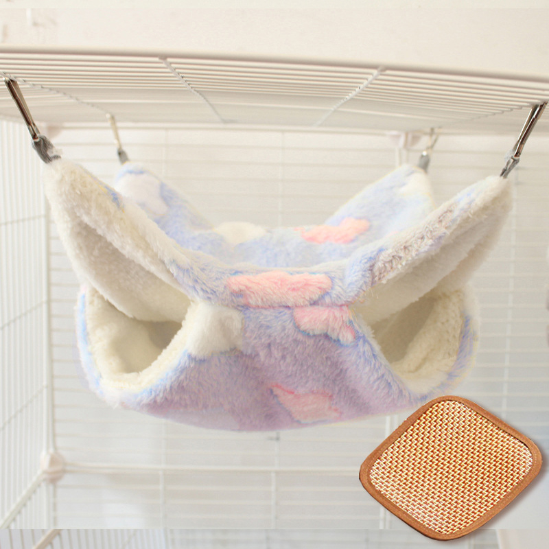 Hamac mic pentru animale de companie, sac de miere, sandwich cu scorpie, hamac agățat pentru veveriță, sac de dormit dublu strat cald, hamac de toamnă și iarnă cu căptușeală din fleece pentru veveriță