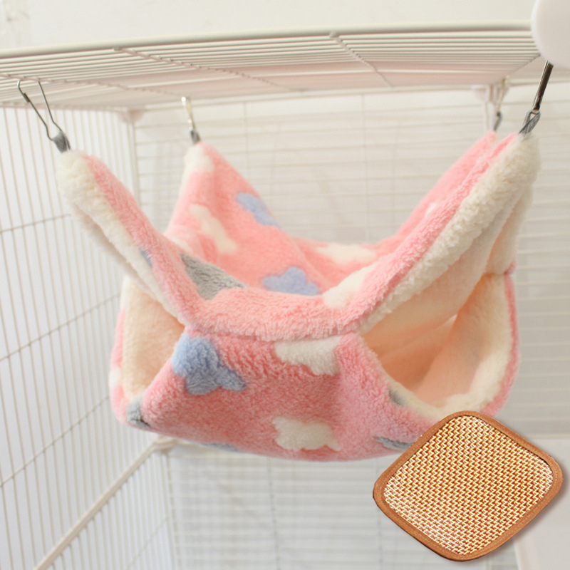 Hamac mic pentru animale de companie, sac de miere, sandwich cu scorpie, hamac agățat pentru veveriță, sac de dormit dublu strat cald, hamac de toamnă și iarnă cu căptușeală din fleece pentru veveriță