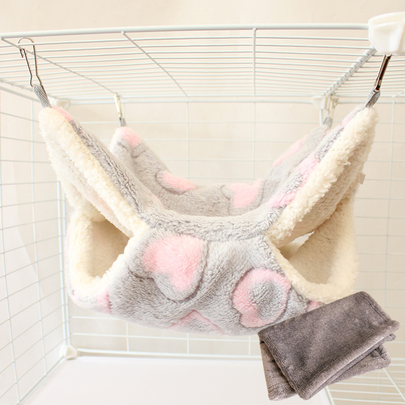 Hamac mic pentru animale de companie, sac de miere, sandwich cu scorpie, hamac agățat pentru veveriță, sac de dormit dublu strat cald, hamac de toamnă și iarnă cu căptușeală din fleece pentru veveriță