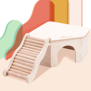 Zelta lāča mazā kāmīša platforma, kāpšanas kāpnes, kāpņu mēbeles, būra piederumi, ainavu rotaļlietas, dzīvības preces