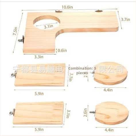 5-dielna sada papagájov, škrečkov, činčil, veveričiek a platformy Honey Dai Pine dodávaná z výroby