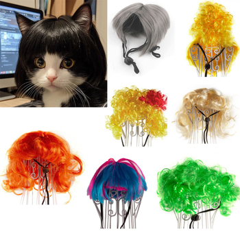 Naminio gyvūnėlio perukas, šuns, katės, tvarkingi kirpčiukai, sprogstamoji galva, meškiuko suknelė, juokingi šventiniai reikmenys