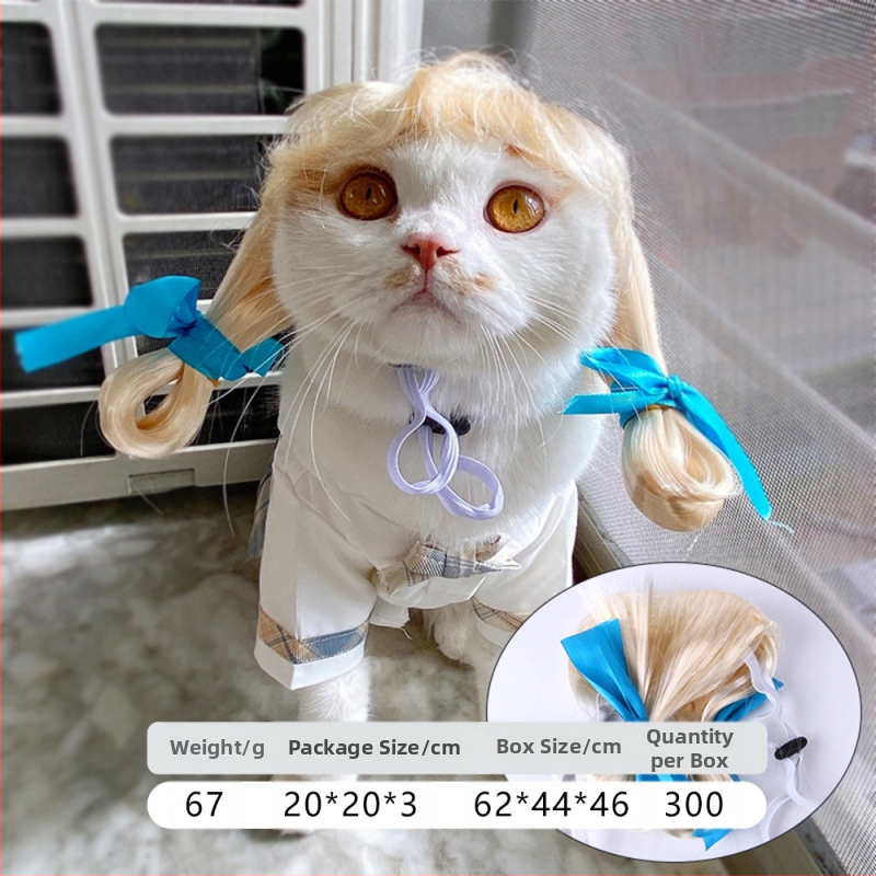 Naminio gyvūnėlio perukas, šuns, katės, tvarkingi kirpčiukai, sprogstamoji galva, meškiuko suknelė, juokingi šventiniai reikmenys