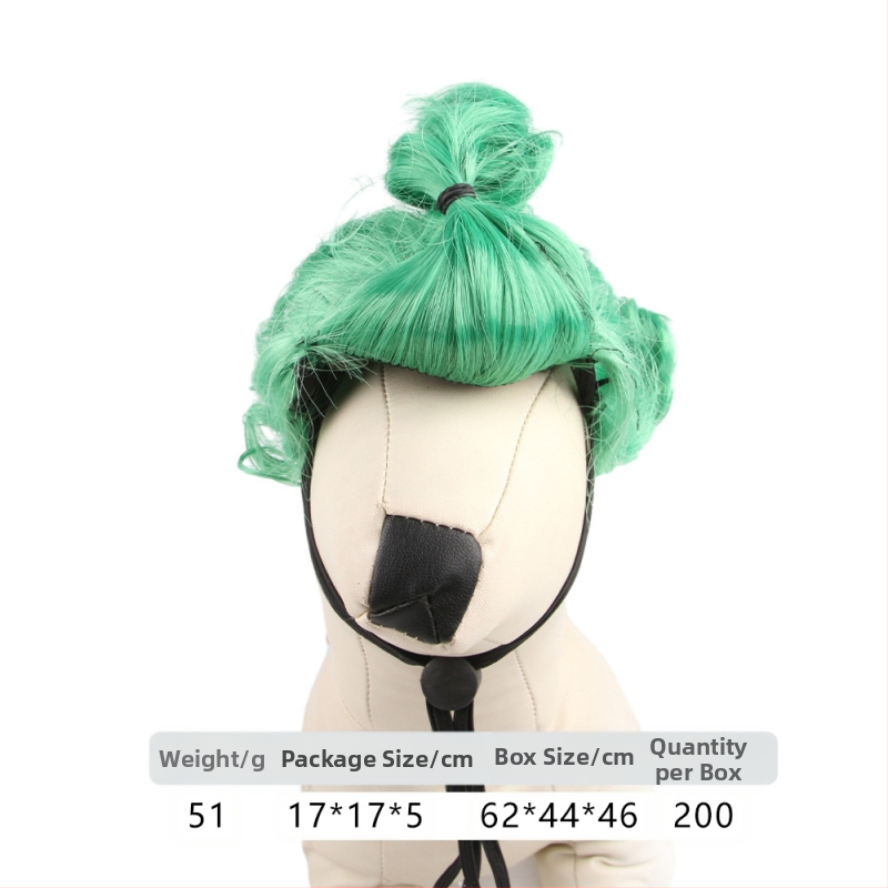 Naminio gyvūnėlio perukas, šuns, katės, tvarkingi kirpčiukai, sprogstamoji galva, meškiuko suknelė, juokingi šventiniai reikmenys