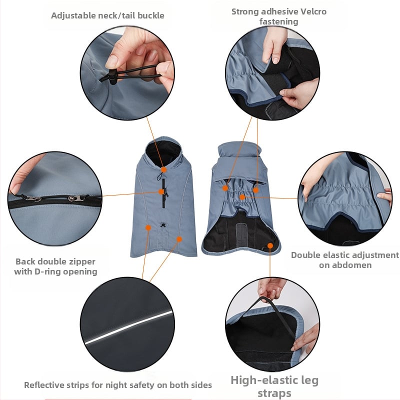 Нови зимни дрехи за кучета за външна търговия, удебелени якета от мека обвивка за открито, дрехи за кучета с памучна подплата, домашни любимци